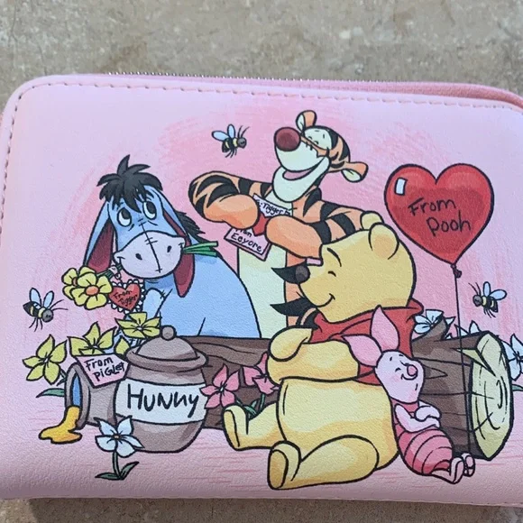 Loungefly Disney Pink Heart Wallet Winnie the Pooh and Tigger and eore NWT - Picture 4 of 6